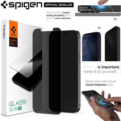 Genuine SPIGEN Glas.tR Privacy HD Slim Tempered Glass for Apple iPhone 12 / iPhone 12 Pro (6.1-inch) Glass Screen Protector