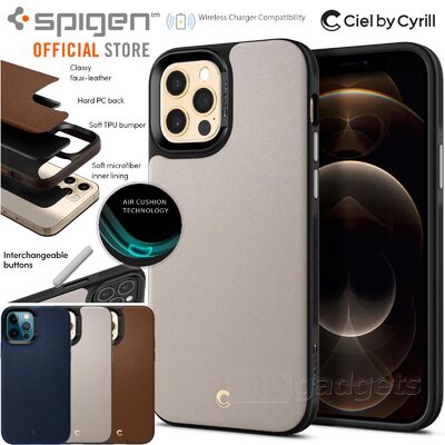 Genuine SPIGEN Ciel by CYRILL Leather Brick Air Cushion Cover for Apple iPhone 12 / iPhone 12 Pro (6.1-inch) Case