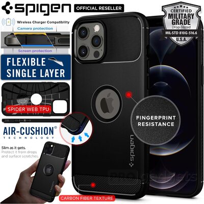 Genuine SPIGEN Rugged Armor Resilient Ultra Soft Cover for Apple iPhone 12 Pro Max (6.7-inch) Case