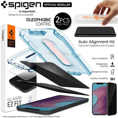 Genuine SPIGEN Glas.tR EZ Fit Privacy Tempered Glass for Apple iPhone 12 Pro Max (6.7-inch) Screen Protector 2 Pcs/Pack
