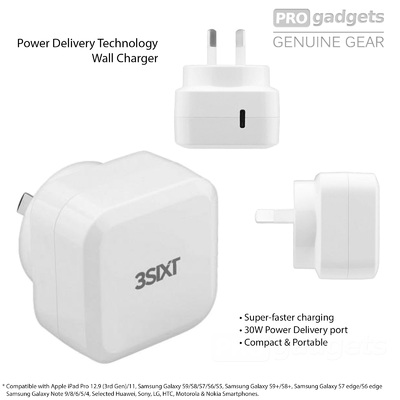 Genuine 3SIXT 30W USB-C Wall Charger Type C AU Plug Adapter