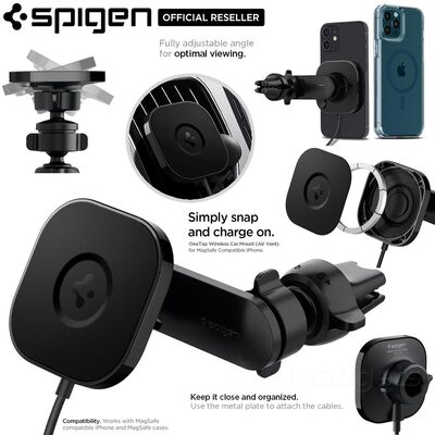 SPIGEN OneTap Pro ITS12W MagSafe Magnetic Wireless Car Charger Air Vent Mount (MagFit) for MagSafe Case / iPhone