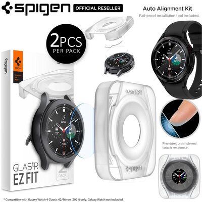 SPIGEN GLAS.tR EZ Fit 2 Pcs Glass Screen Protector for Galaxy Watch 3 41mm / 4 Classic 42mm