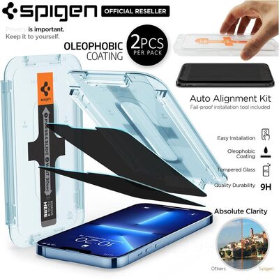 SPIGEN GLAS.tR EZ Fit Privacy 2PCS Glass Screen Protector for iPhone 14 / 13 / 13 Pro (6.1-inch)