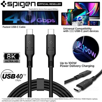 SPIGEN 0.8M 5A USB-C 4 Certified PowerArc ArcWire PB2000 Cable