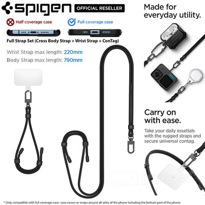 SPIGEN Full Strap Set (Cross Body Strap + Wrist Strap + ConTag) for Universal Phone Case
