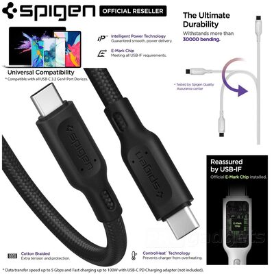 SPIGEN 1M DuraSync USB-C to USB-C 3.2 100W C10C3 Cable