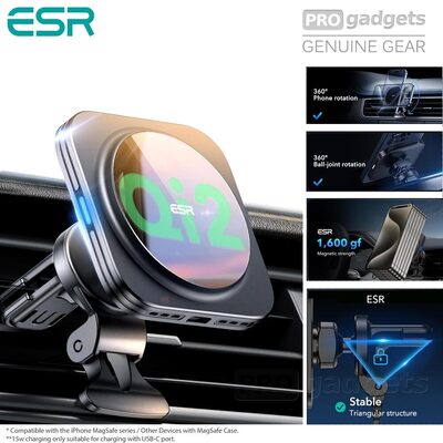 ESR Qi2 HaloLock Magnetic Magsafe Wireless Car Charger Dock for iPhone / MagSafe Case