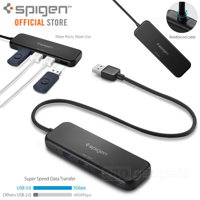 Genuine SPIGEN Essential F101 4 Ports USB 3.0 Slim Data Hub for MacBook Pro & PC