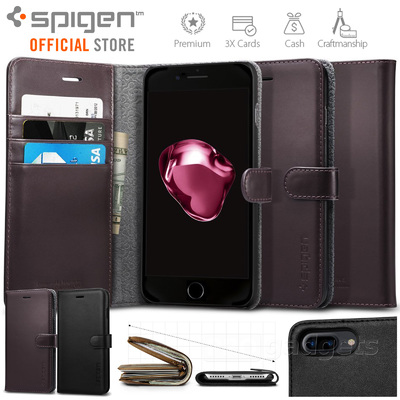 iPhone 7 Plus Case, Genuine SPIGEN Valentinus Premium Leather Wallet Cover