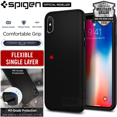 iPhone X Case, Genuine SPIGEN Soft TPU Liquid Air Armor Slim Cover for Apple
