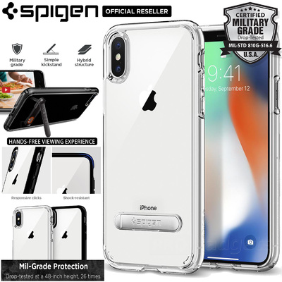 iPhone X Case, Genuine SPIGEN Ultra Hybrid S Kick-Stand Cover for Apple