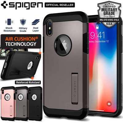 iPhone X Case, Genuine SPIGEN Heavy Duty Tough Armor Kickstand Cover for Apple