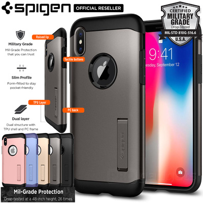 iPhone X Case, Genuine SPIGEN Slim Armor Heavy Duty Cover for Apple