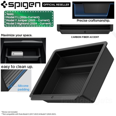 SPIGEN Sliding Center Console Organizer Tray TO220SH for Tesla Model 3 Highland (2024 - 2026) / Model Y Juniper (2025 - 2026) / Y L (2026)