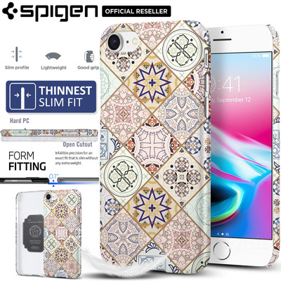 iPhone 8 Case, Genuine SPIGEN Ultra Thin Fit Arabesque Slim Exact Fit Hard Cover