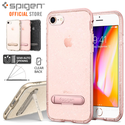 iPhone 8 Case, Genuine SPIGEN Crystal Hybrid Glitter Metal Kickstand Cover 