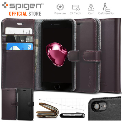 iPhone 8 Case, Genuine SPIGEN Valentinus Premium Leather Wallet Cover