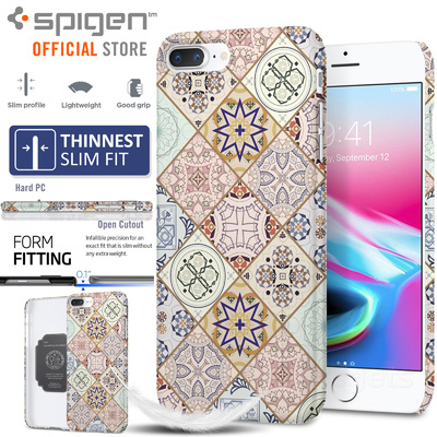iPhone 8 Plus Case, Genuine SPIGEN Ultra Thin Fit Arabesque Slim Hard Cover 